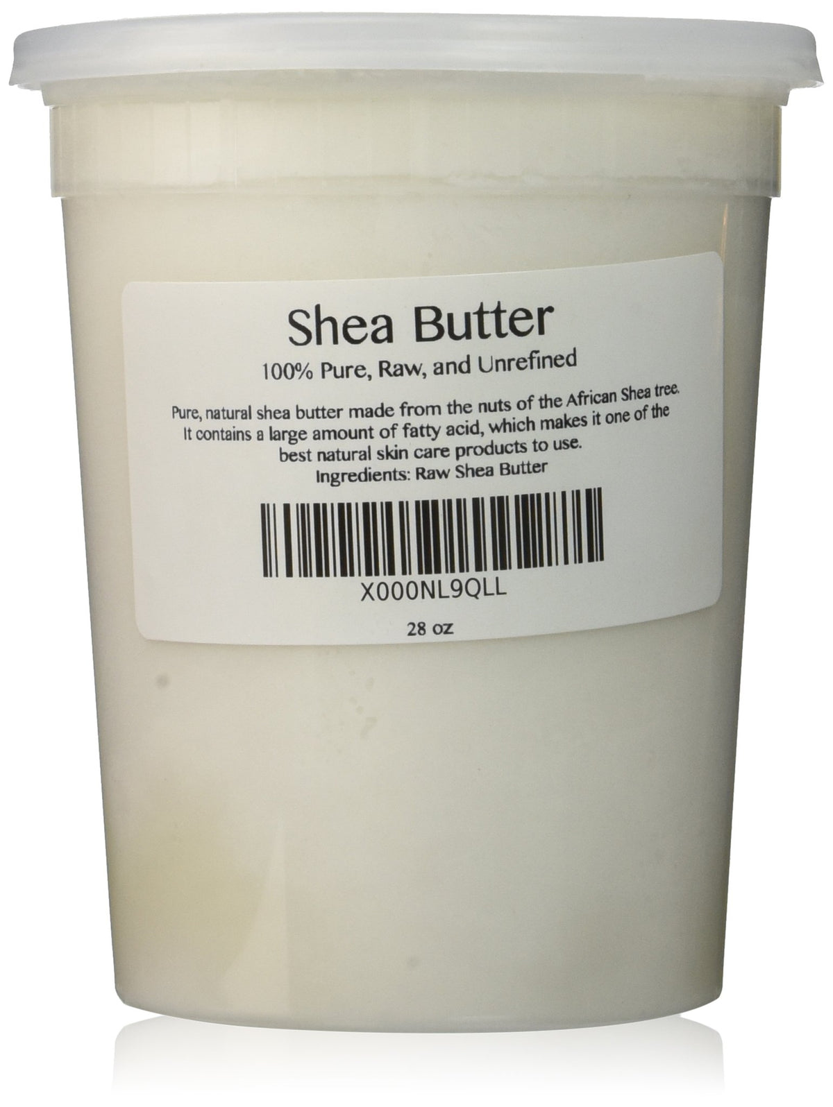 Skin Beauty Essentials Shea Butter jar closeup, highlighting pure, unrefined formula for skin nourishment.