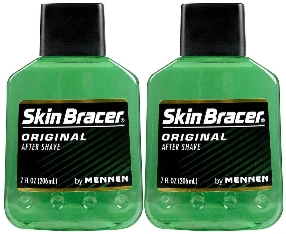 Skin Bracer by Mennen Afta aftershave bottle front with cooling, refreshing splash