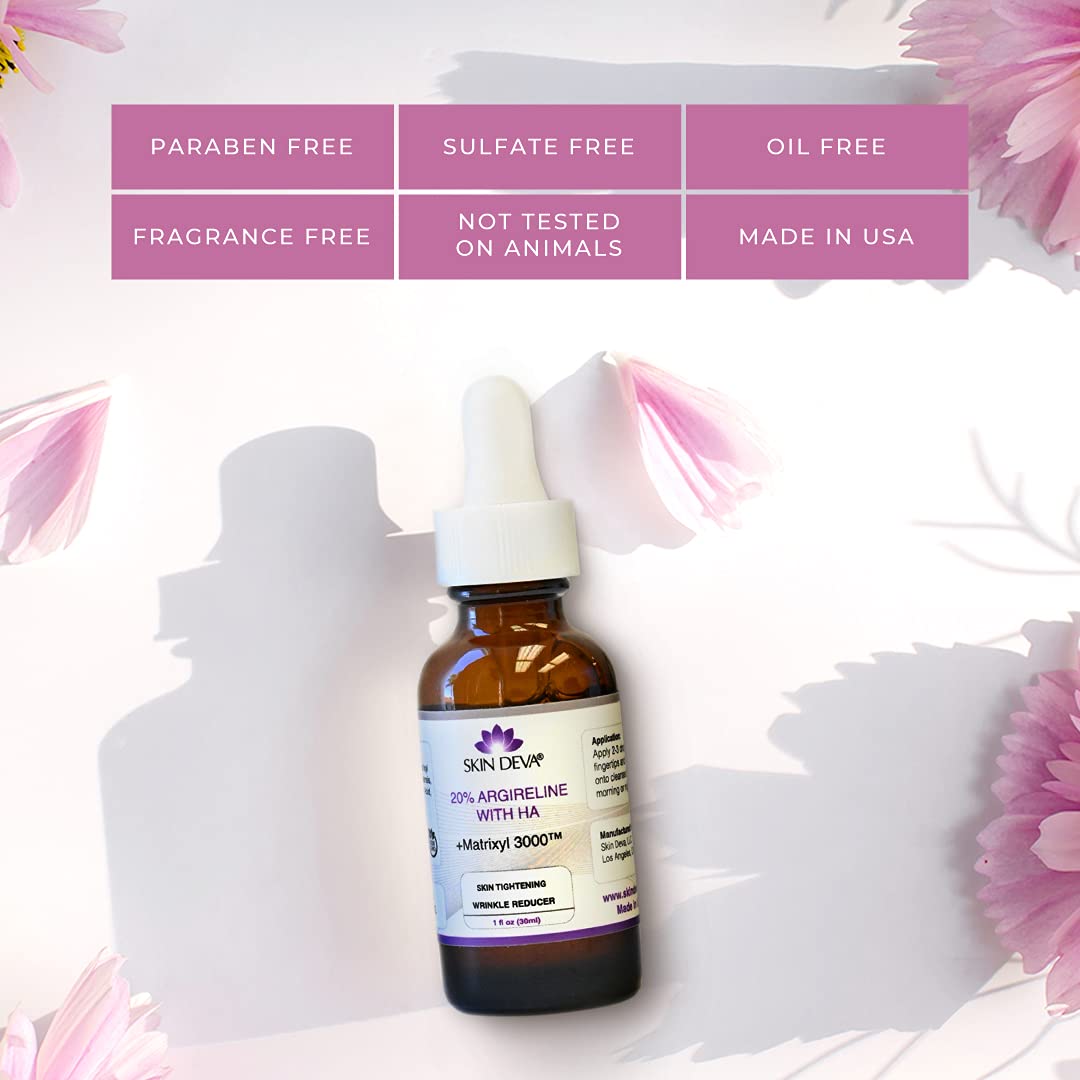 SKIN DEVA Matrixyl 3000-Argireline formula hints at firmer-looking skin.