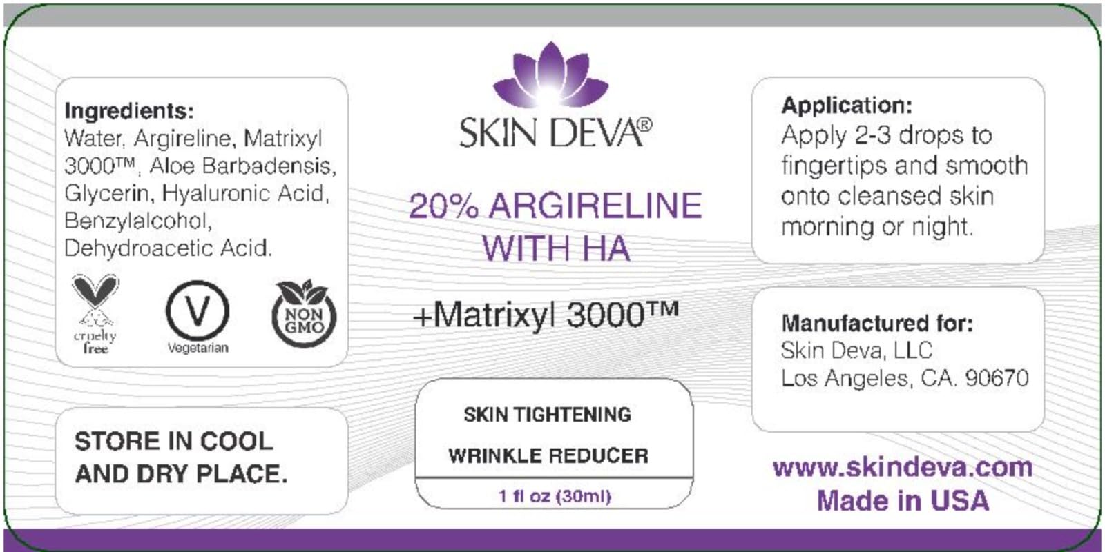 SKIN DEVA Serum texture swatch shows non-greasy, fast-absorbing hydration.