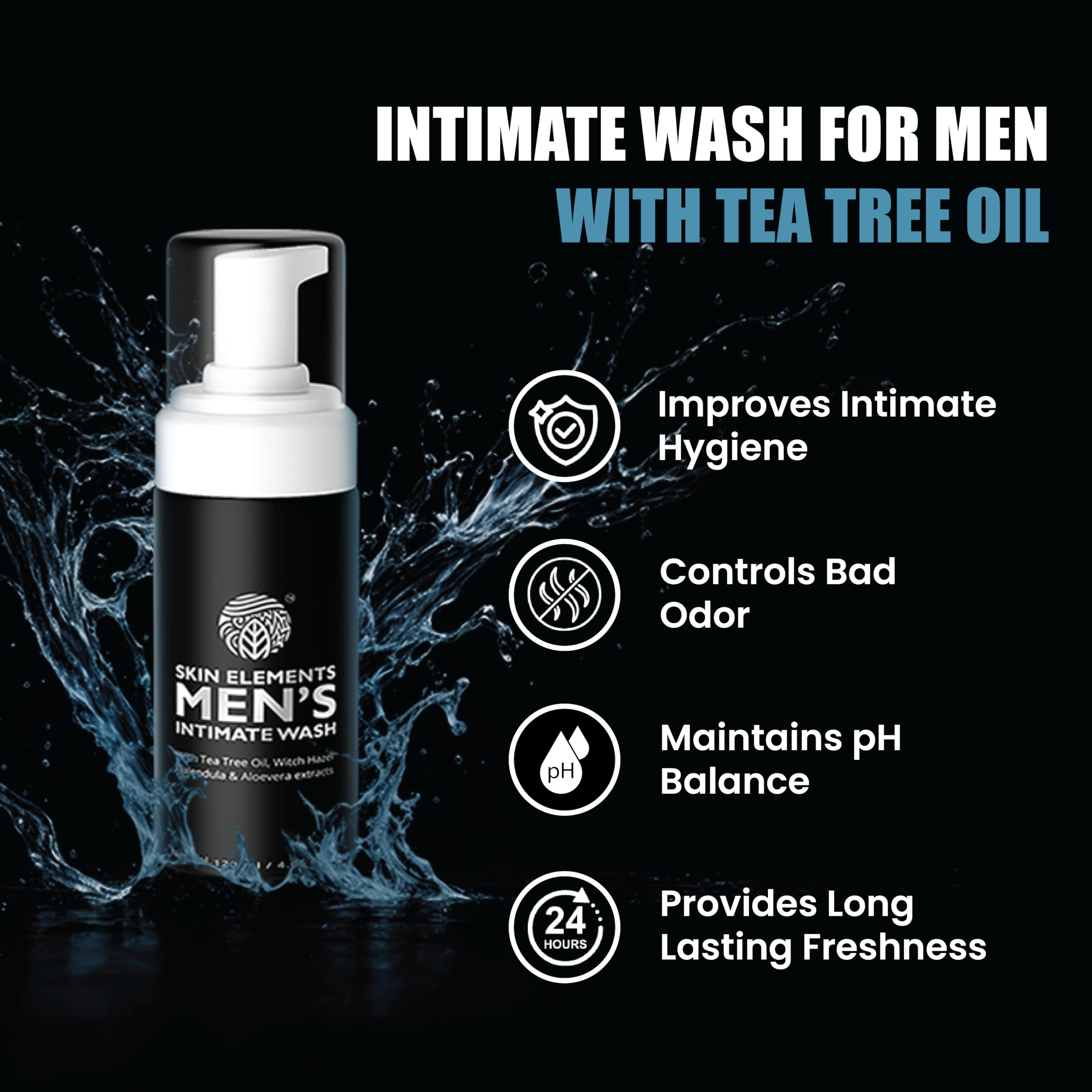 Skin Elements Intimate Wash for Men demonstrates easy daily-use cleansing in routine care.