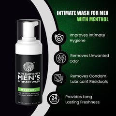 Skin Elements intimate wash menthol foam close-up for gentle cleansing.