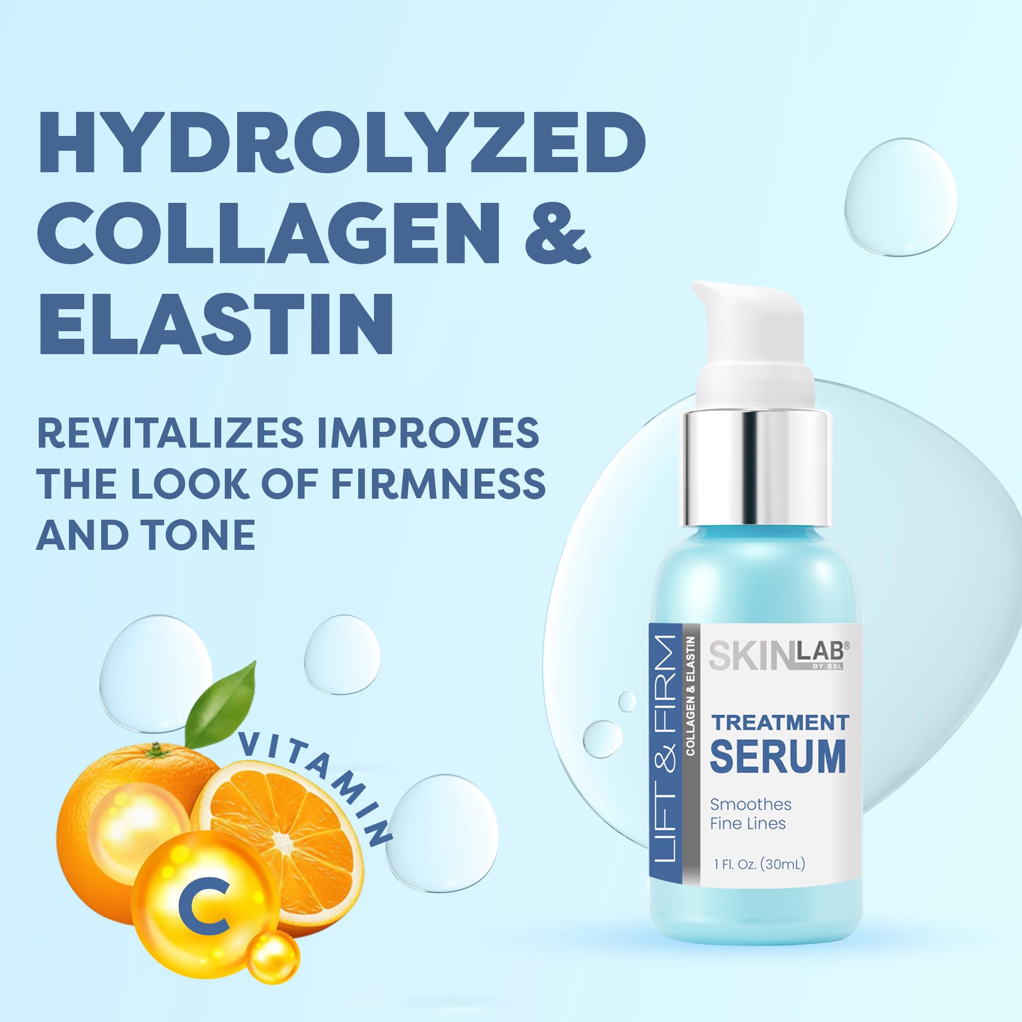 SKIN LAB by BSL Lift & Firm Serum texture close-up shows non-greasy, quick-absorption feel
