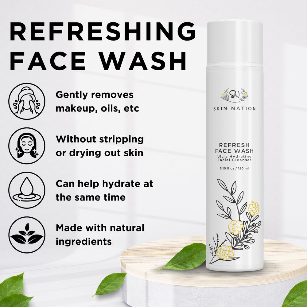 Skin Nation Hydrating Face Wash cucumber refresh close-up highlights cooling oil-control benefits