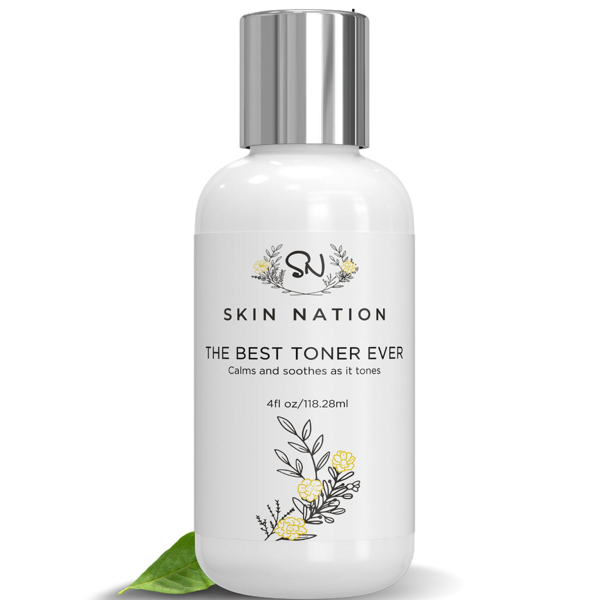 Skin Nation rosewater toner bottle offers refreshing hydration for the skin.