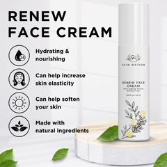 Skin Nation Renew Face Cream on hand shows lightweight texture