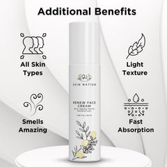 Skin Nation Renew Face Cream close-up shows peptides