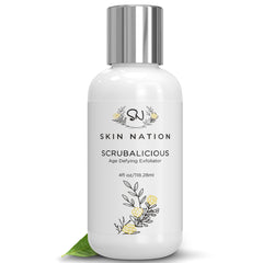 Skin Nation Scrubalicious Exfoliator bottle front showcasing spa-ready exfoliation for polished skin.