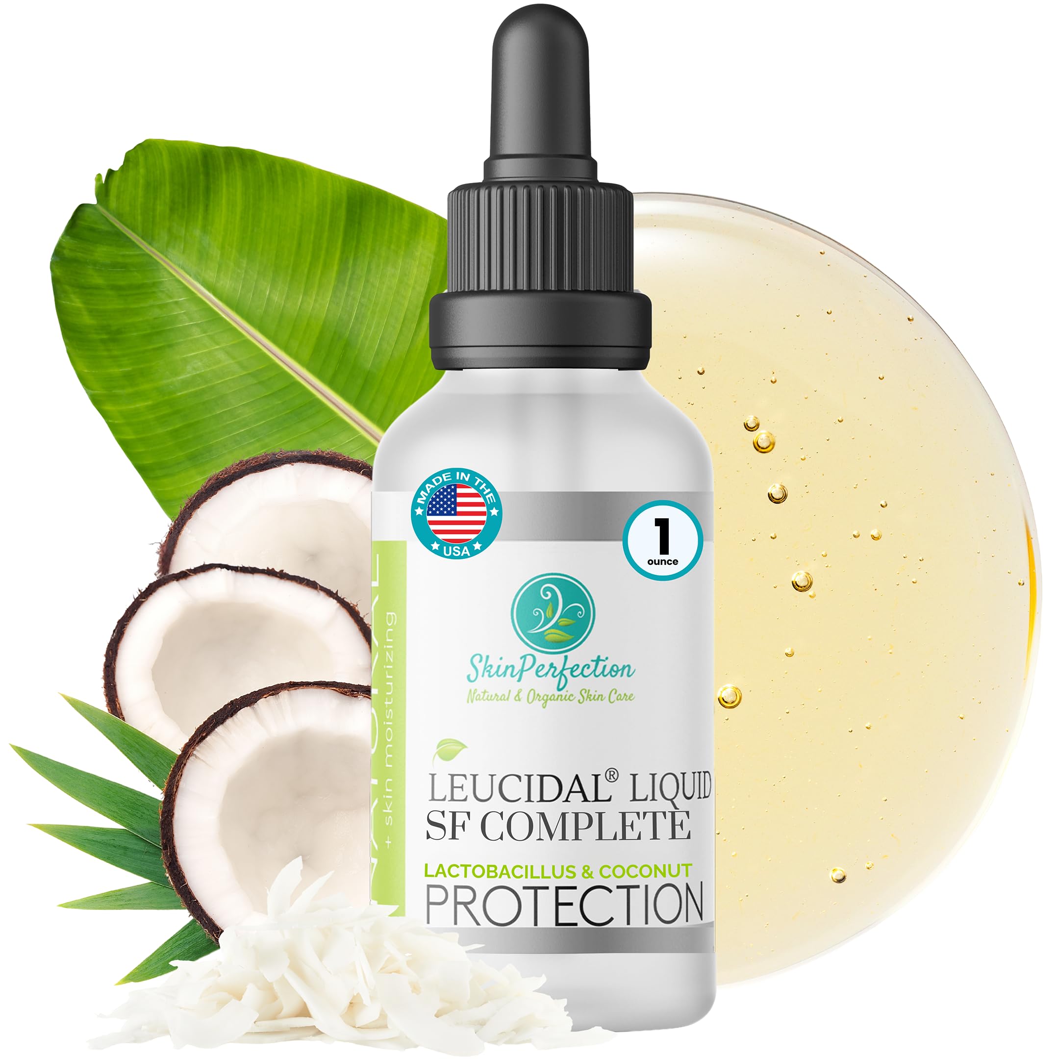 Skin Perfection Leucidal SF Complete bottle with dropper for DIY preservation.