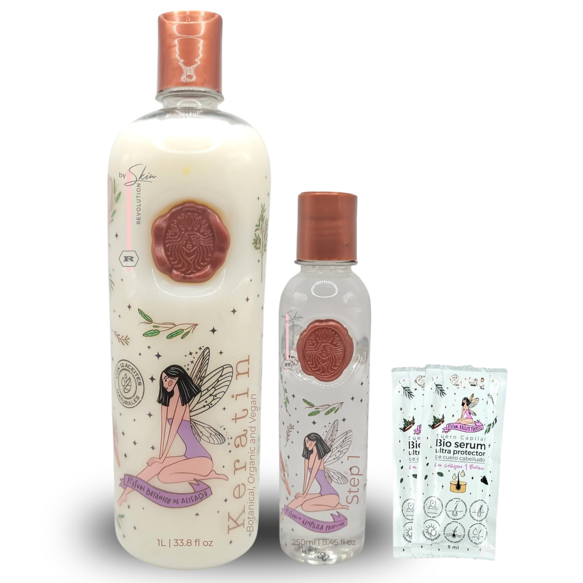 Skin Revolution Ritual Botanico keratin 1L bottle offering organic straightening and nourishment.