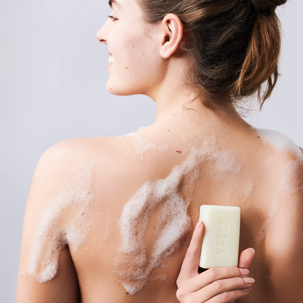 Skin Said Yes organic soap bar set 8 with lavender sandalwood aroma for calming bath ritual.