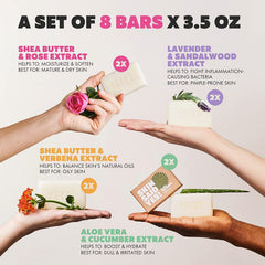 Skin Said Yes set 8 soaps with rose and verbena aroma for fresh scent.