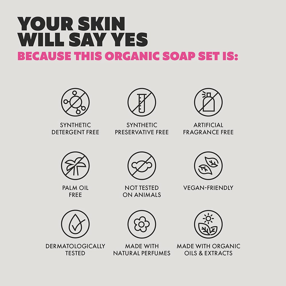 Skin Said Yes soap bar set 8 features shea butter for nourishing moisturization.
