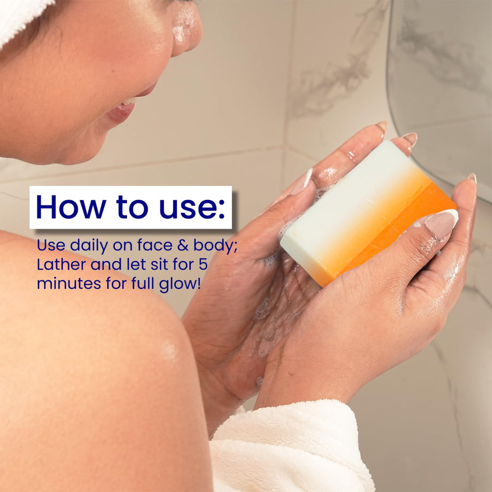 Skin Science Glutathione soap bars in a vanity setup for daily routines.