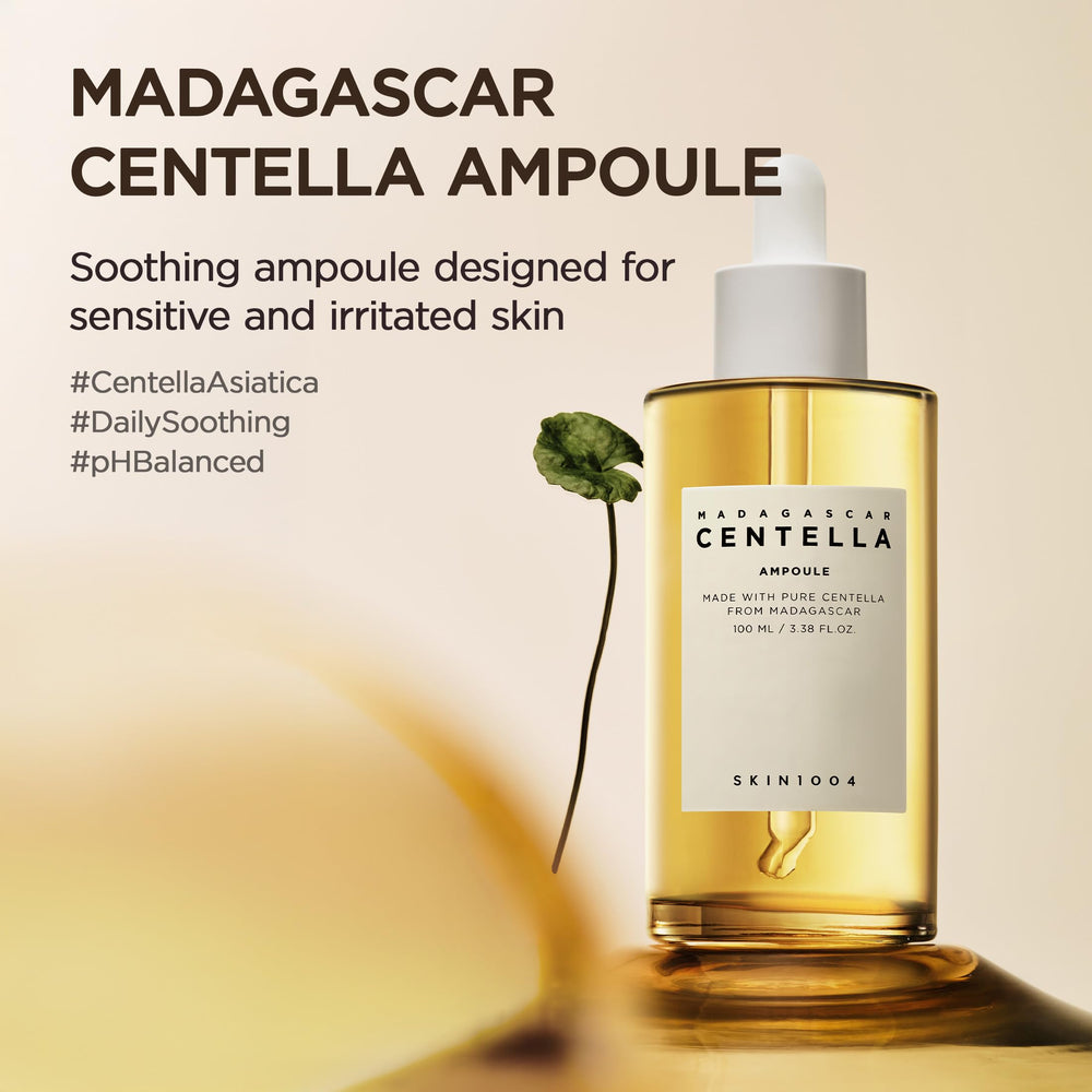 SKIN1004 Centella Asiatica Ampoule pump; quick calming application for redness-prone skin.