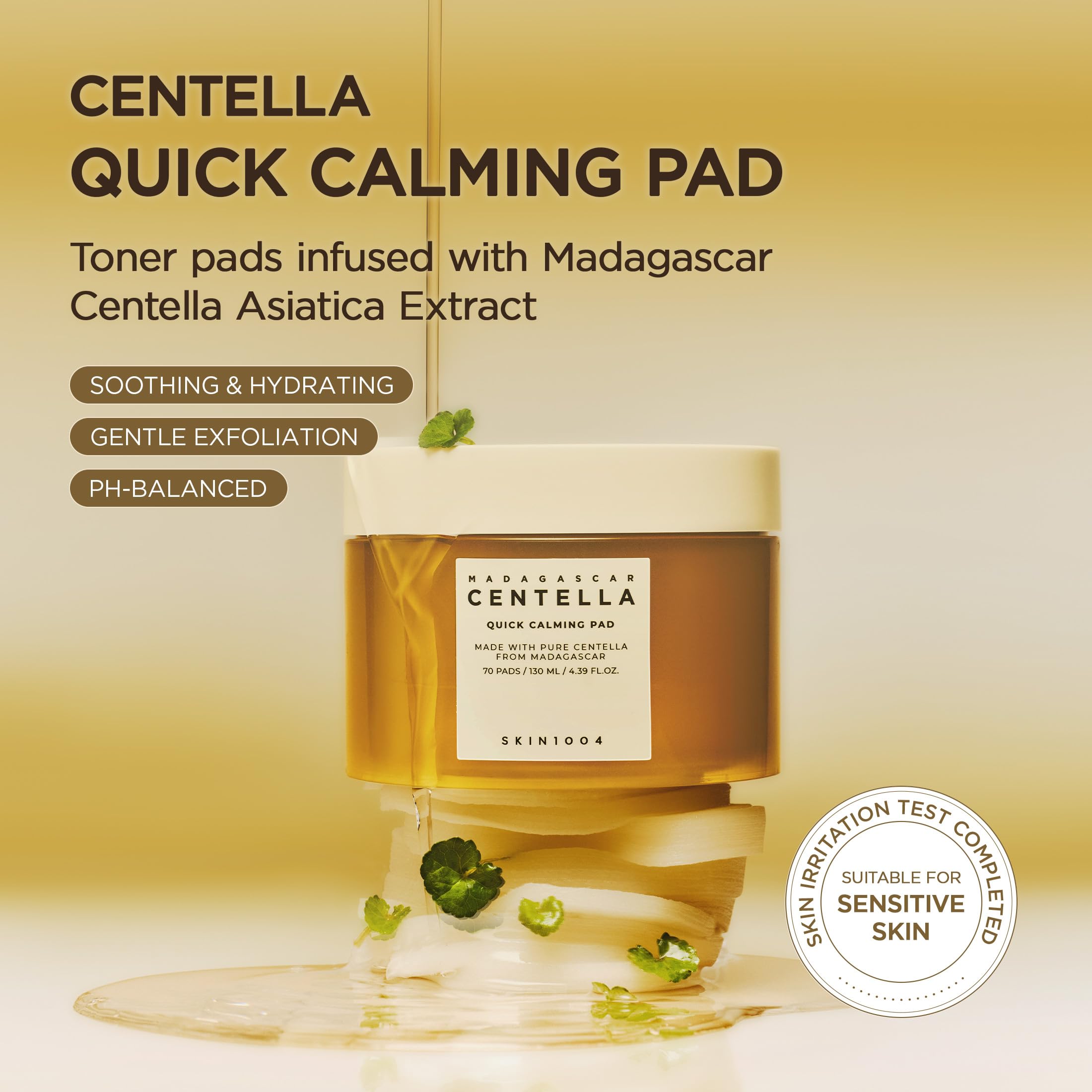 Skin1004 Centella Quick Calming Pad application step demonstrating gentle exfoliation