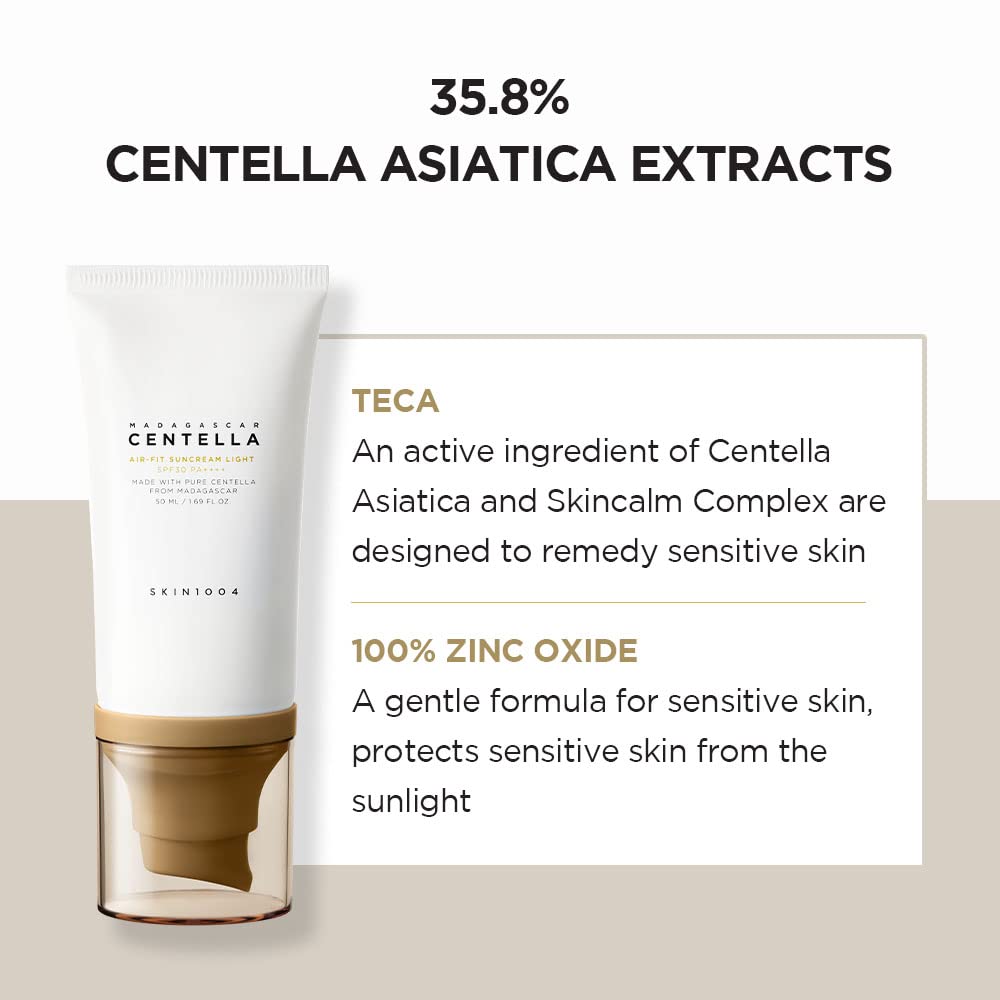 SKIN1004 Suncream applied to hand demonstrates quick absorption and seamless makeup base