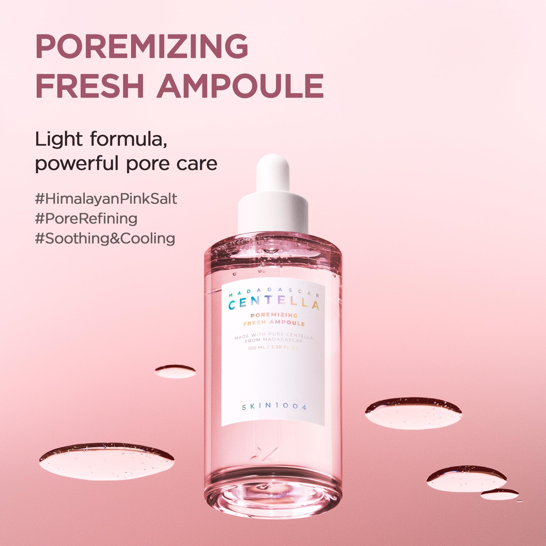 SKIN1004 Madagascar Centella ampoule dispense shows fast-absorbing pore-care routine