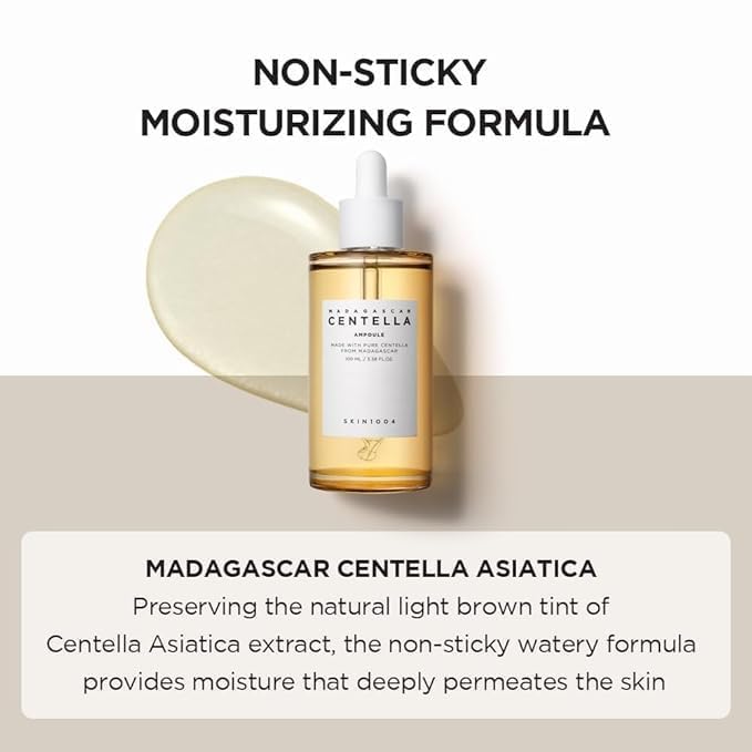 SKIN1004 Madagascar Centella Ampoule bottle pour demonstrates quick absorption