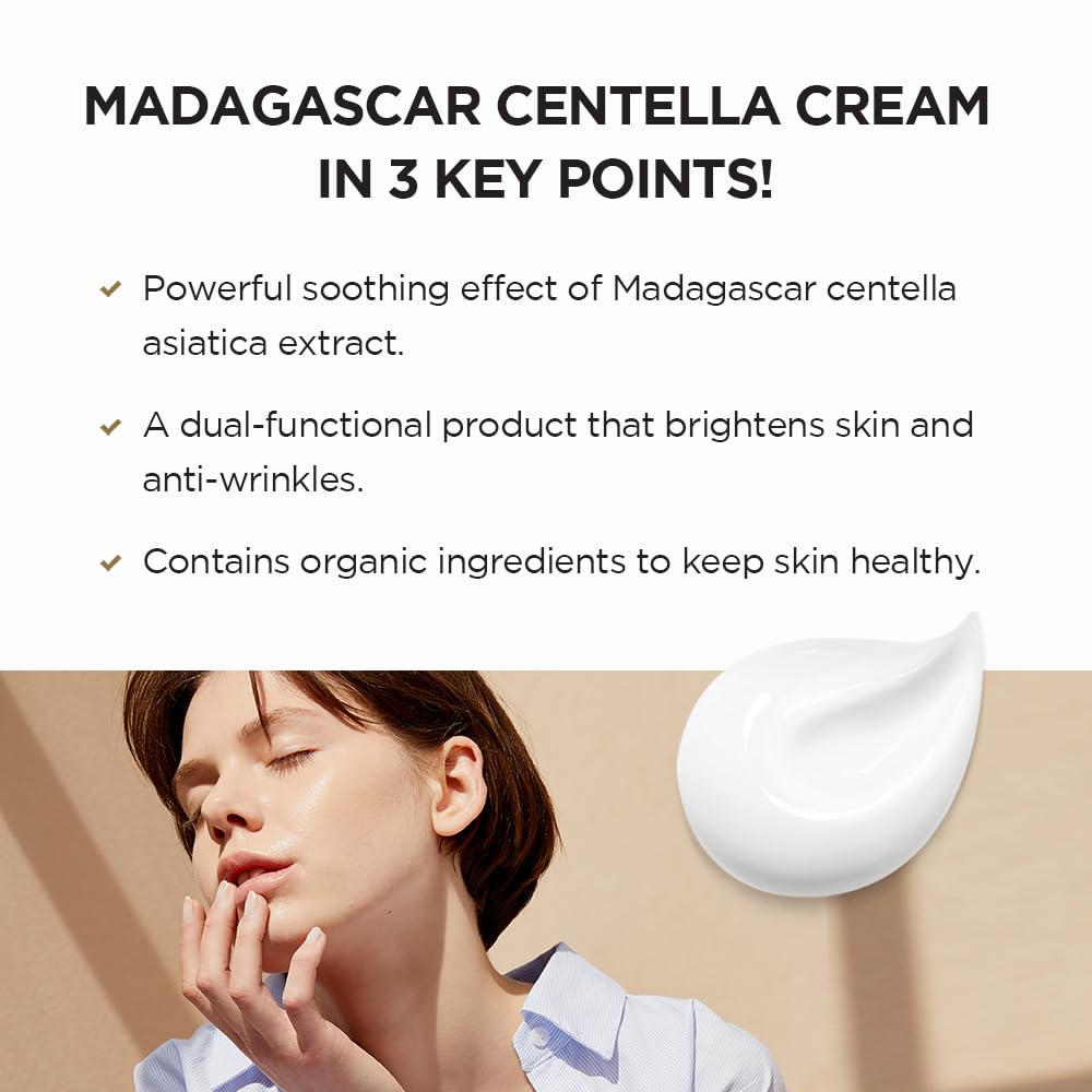 SKIN1004 Madagascar Centella Cream packaging flatlay communicates daily skincare routine.