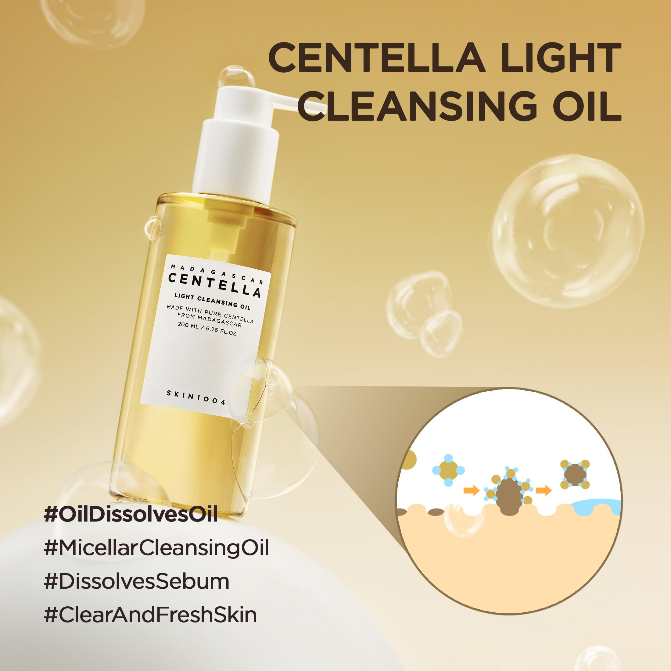 SKIN1004 Madagascar Centella Light Cleansing Oil pump demonstrates easy, precise dispensing.