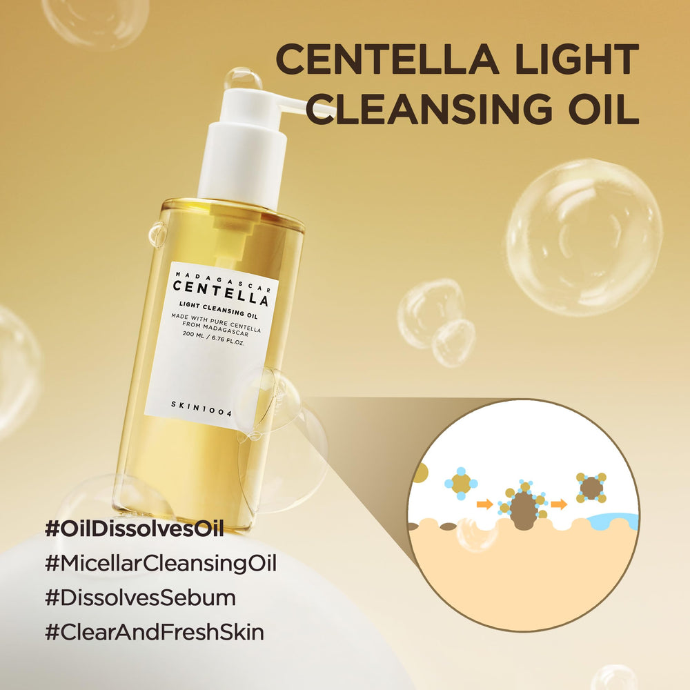 SKIN1004 Madagascar Centella Light Cleansing Oil pump demonstrates easy, precise dispensing.