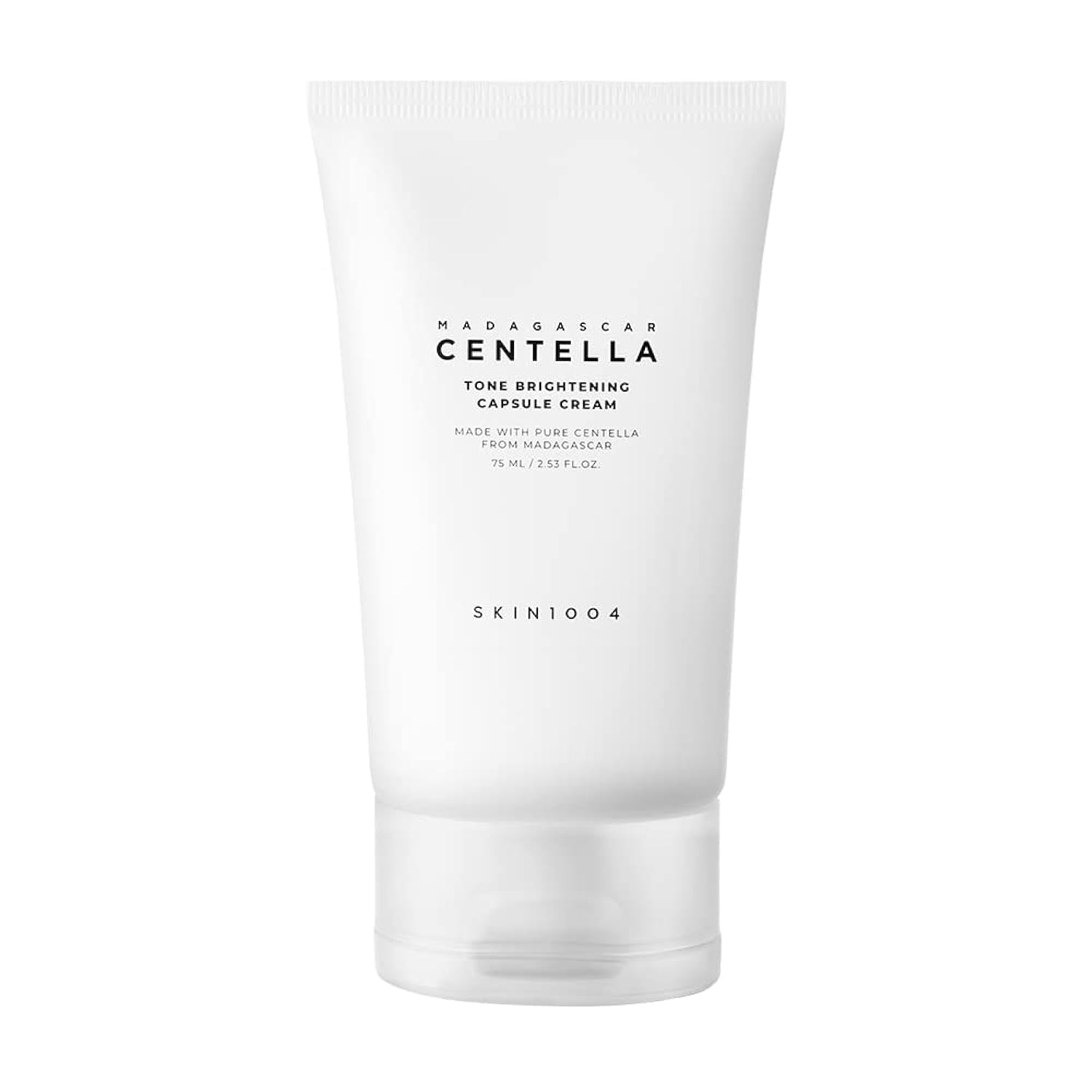 skin1004 Madagascar Centella Tone Brightening Cream bottle highlights brightening for even skin tone