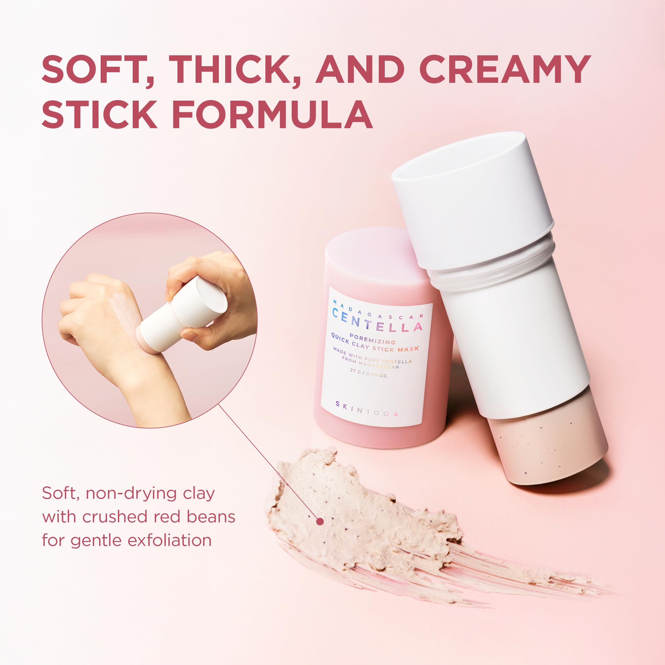 SKIN1004 Poremizing Stick Mask anti-oil action visible with smooth, refined pores.
