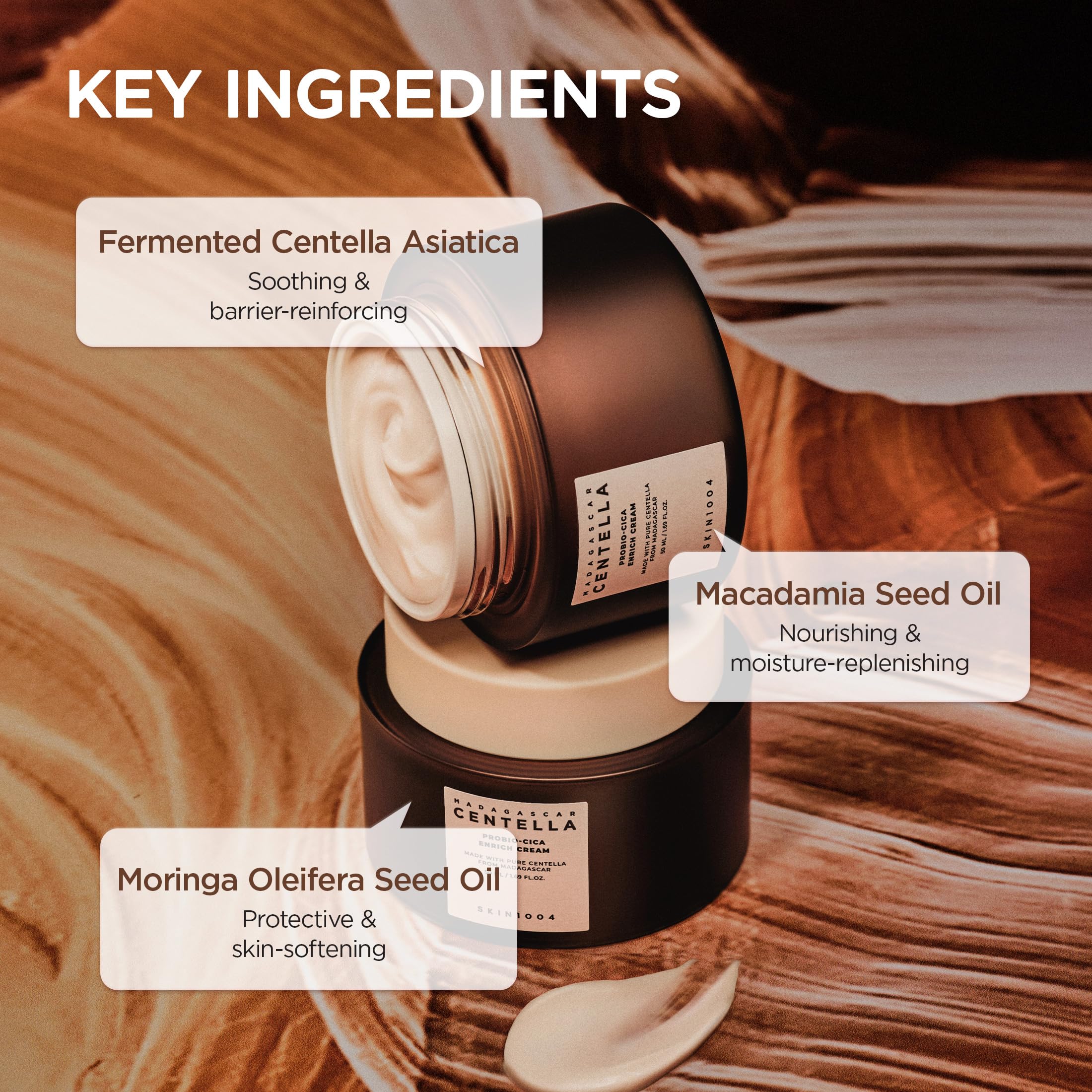 SKIN1004 Probio Cica Enrich Cream texture closeup highlighting nourishing shea butter.