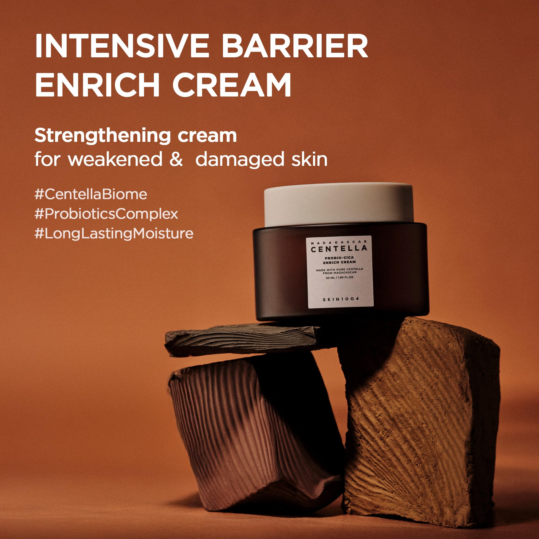 SKIN1004 Probio Cica Enrich Cream cap twist showcasing premium packaging and care.