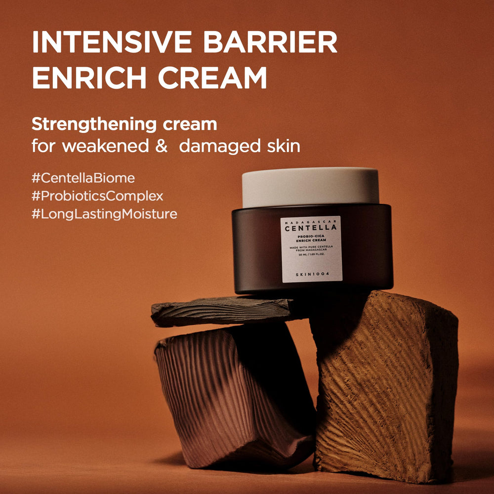 SKIN1004 Probio Cica Enrich Cream cap twist showcasing premium packaging and care.