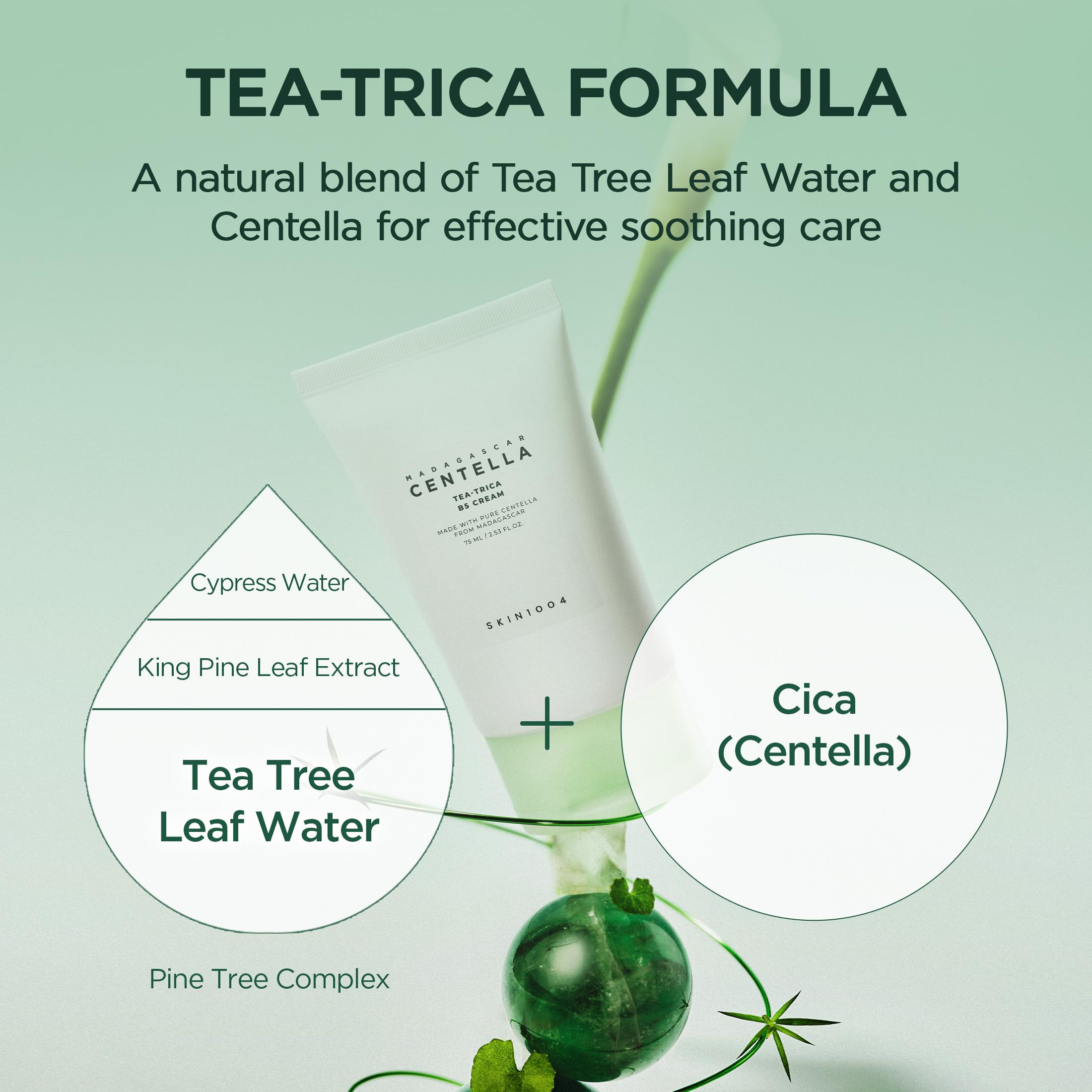 Application of SKIN1004 Tea-Trica B5 Cream on fingertips for gentle patting
