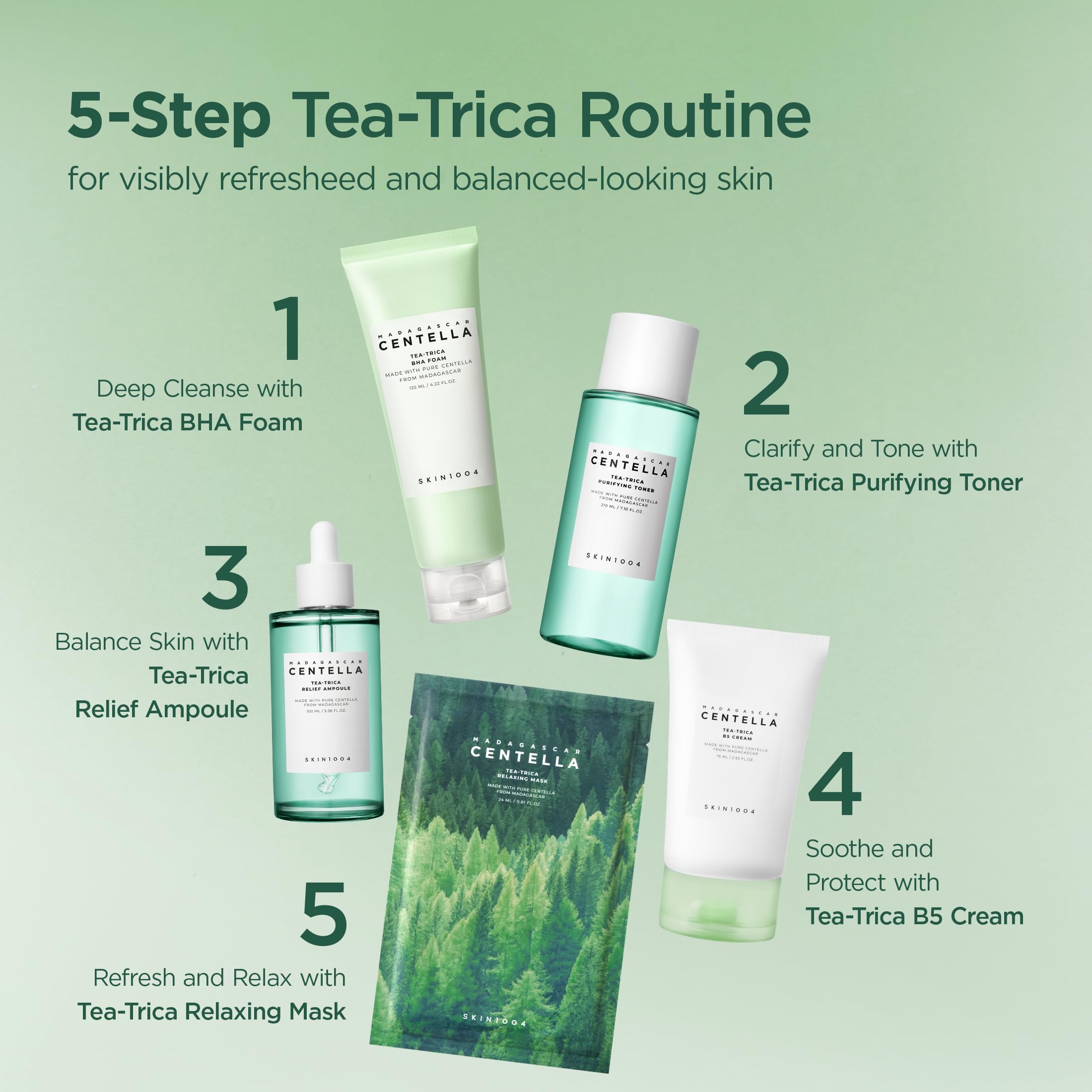 SKIN1004 Tea-Trica B5 Cream applied on clean skin illustration