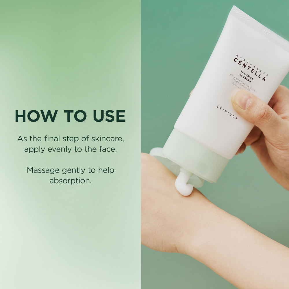 Morning routine visualization with SKIN1004 Tea-Trica B5 Cream gel texture