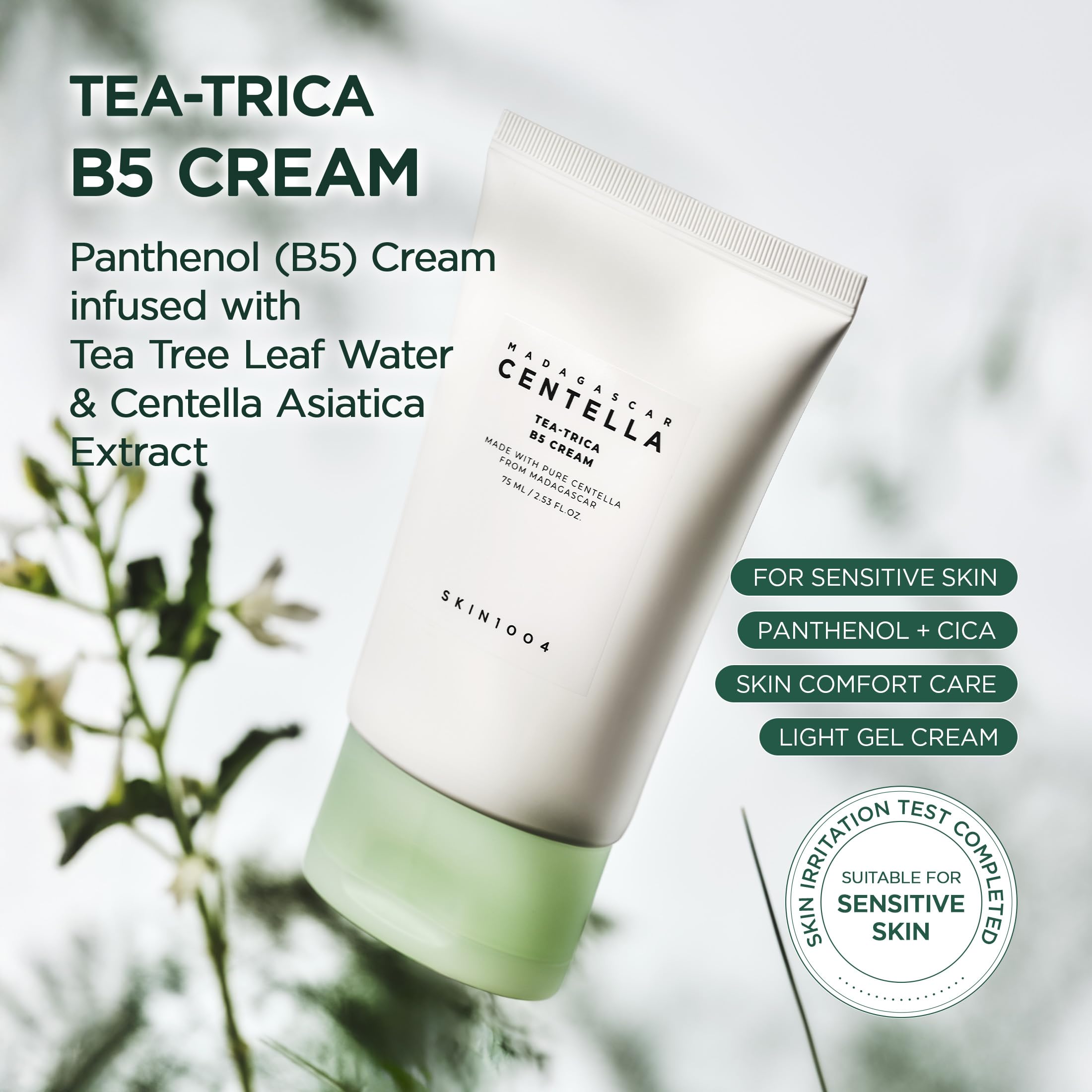 Gel texture detail of SKIN1004 Tea-Trica B5 Cream showing lightweight absorption