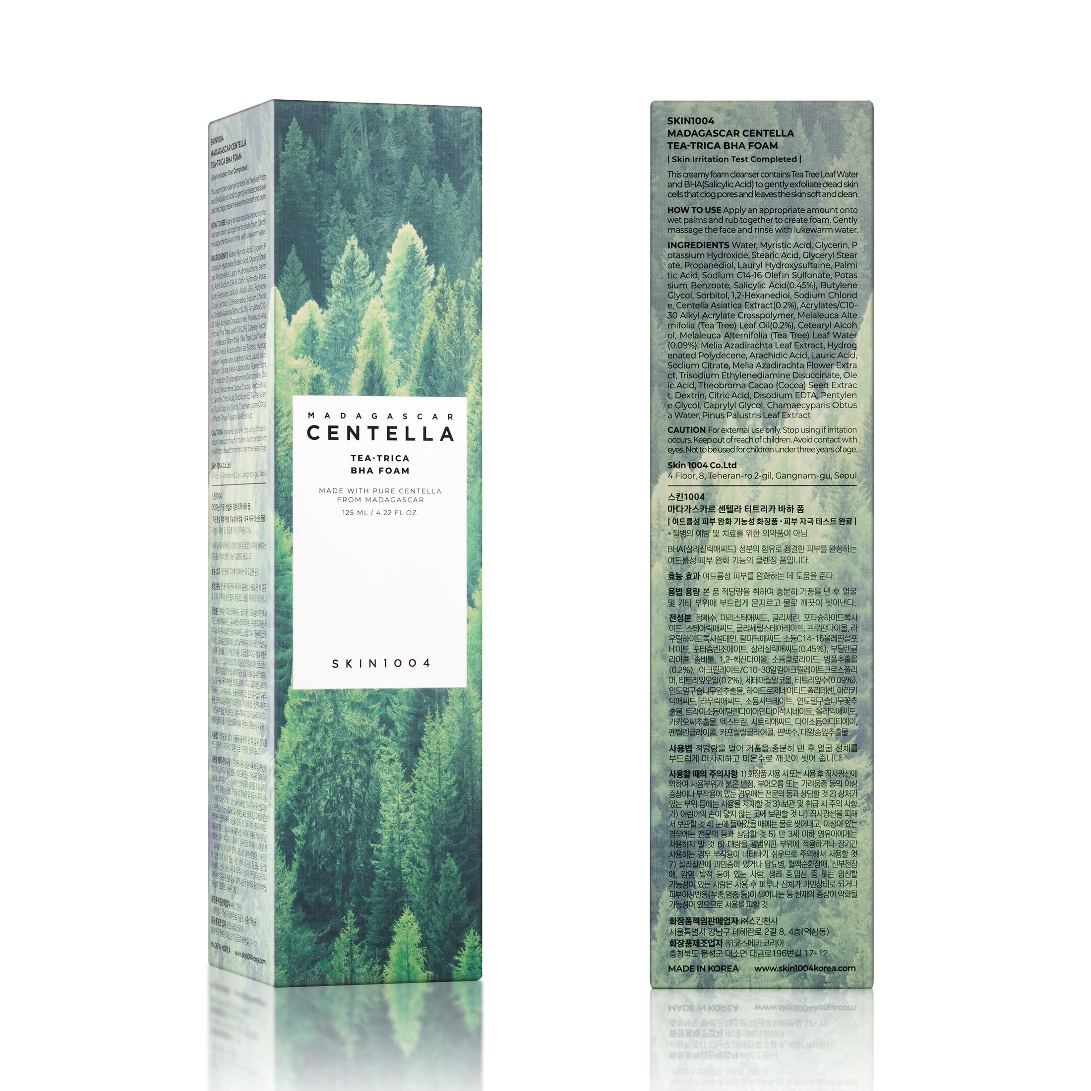 SKIN1004 Tea-Trica BHA Foam cleansing ritual offers a refreshing skincare moment