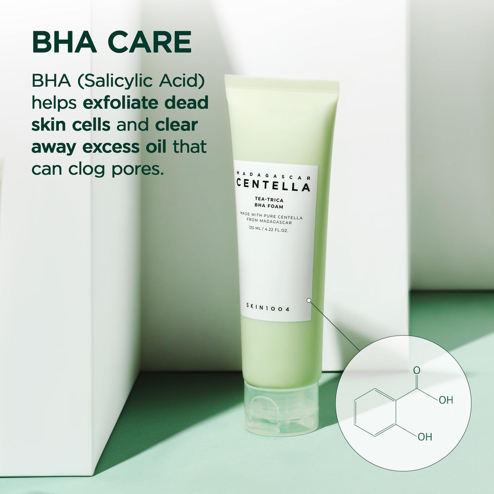 SKIN1004 Tea-Trica BHA Foam dermatology-tested for safe daily use on sensitive skin