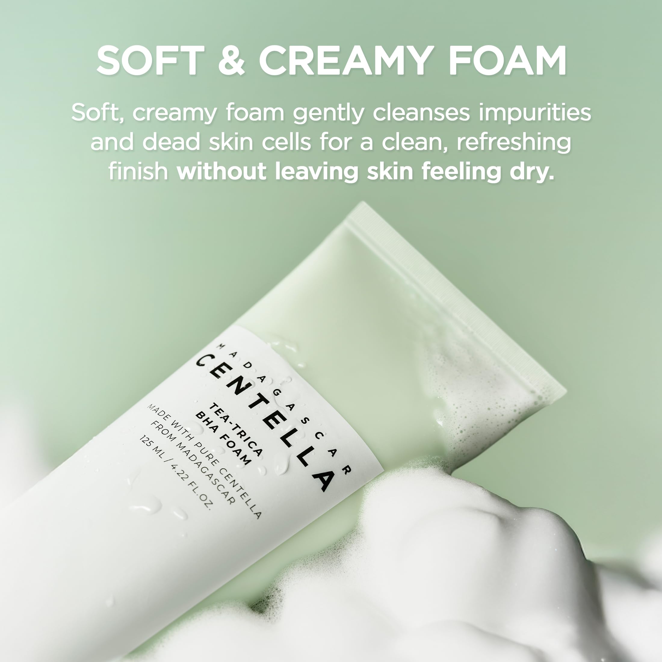 SKIN1004 Tea-Trica BHA Foam non-comedogenic formula minimizes pore blockage
