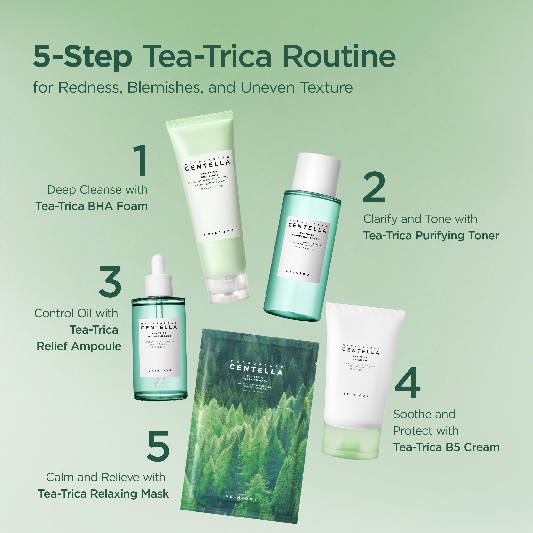 Aroma suave a lavanda en Tea-Trica de SKIN1004 para relajación diaria.
