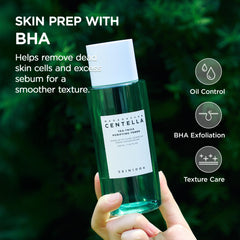 Etiqueta del Tea-Trica de SKIN1004 con centella y árbol de té para piel equilibrada.