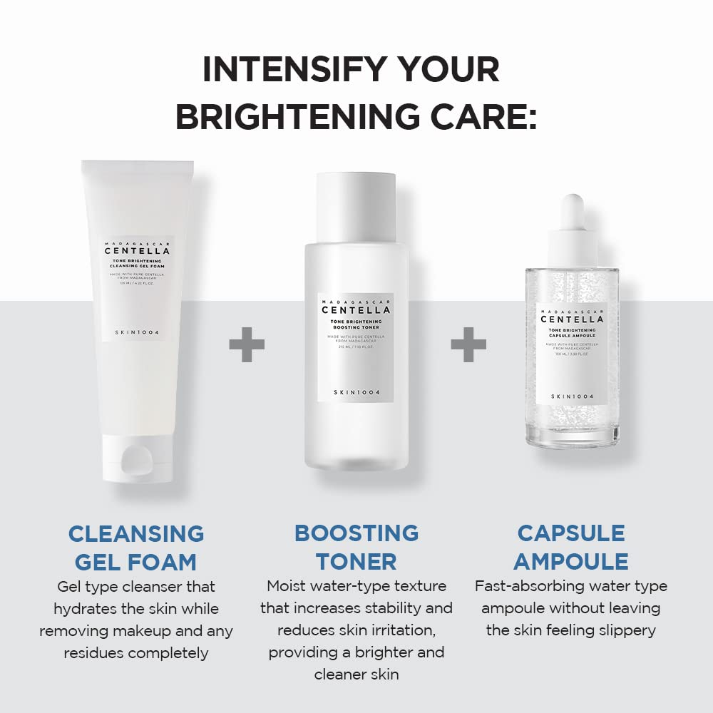 SKIN1004 Tone brightening glow concept image suggests refreshed complexion after cleansing