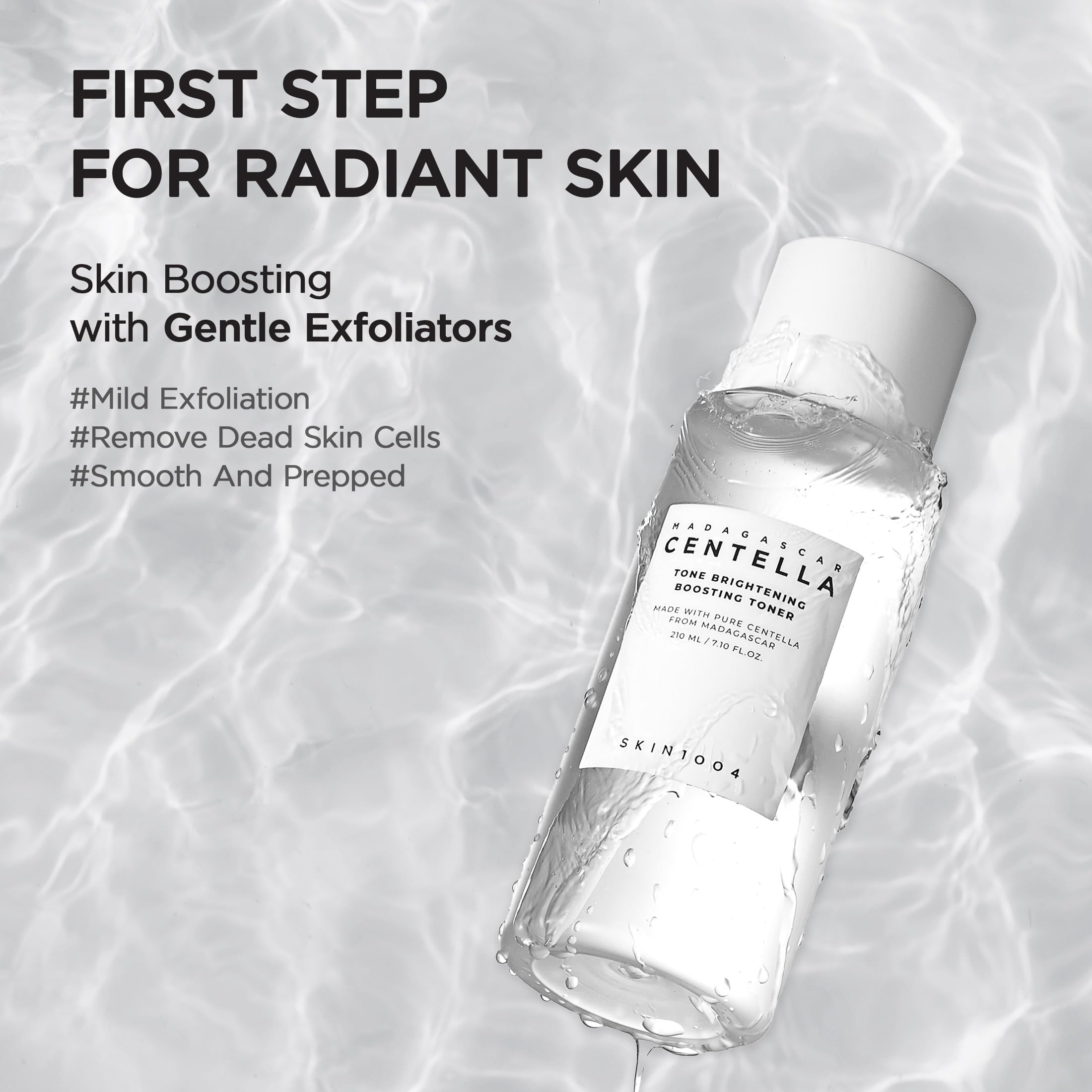 SKIN1004 Tone Glowing Toner packaging highlight for MadeWhite and Niacinamide benefits