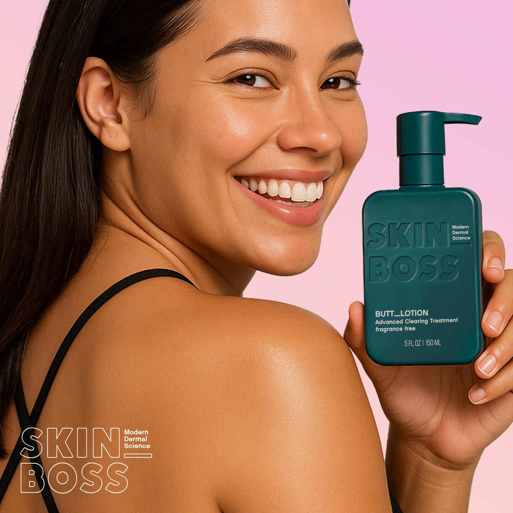 SKINBOSS lotion for bum-area targets breakouts with lightweight absorption