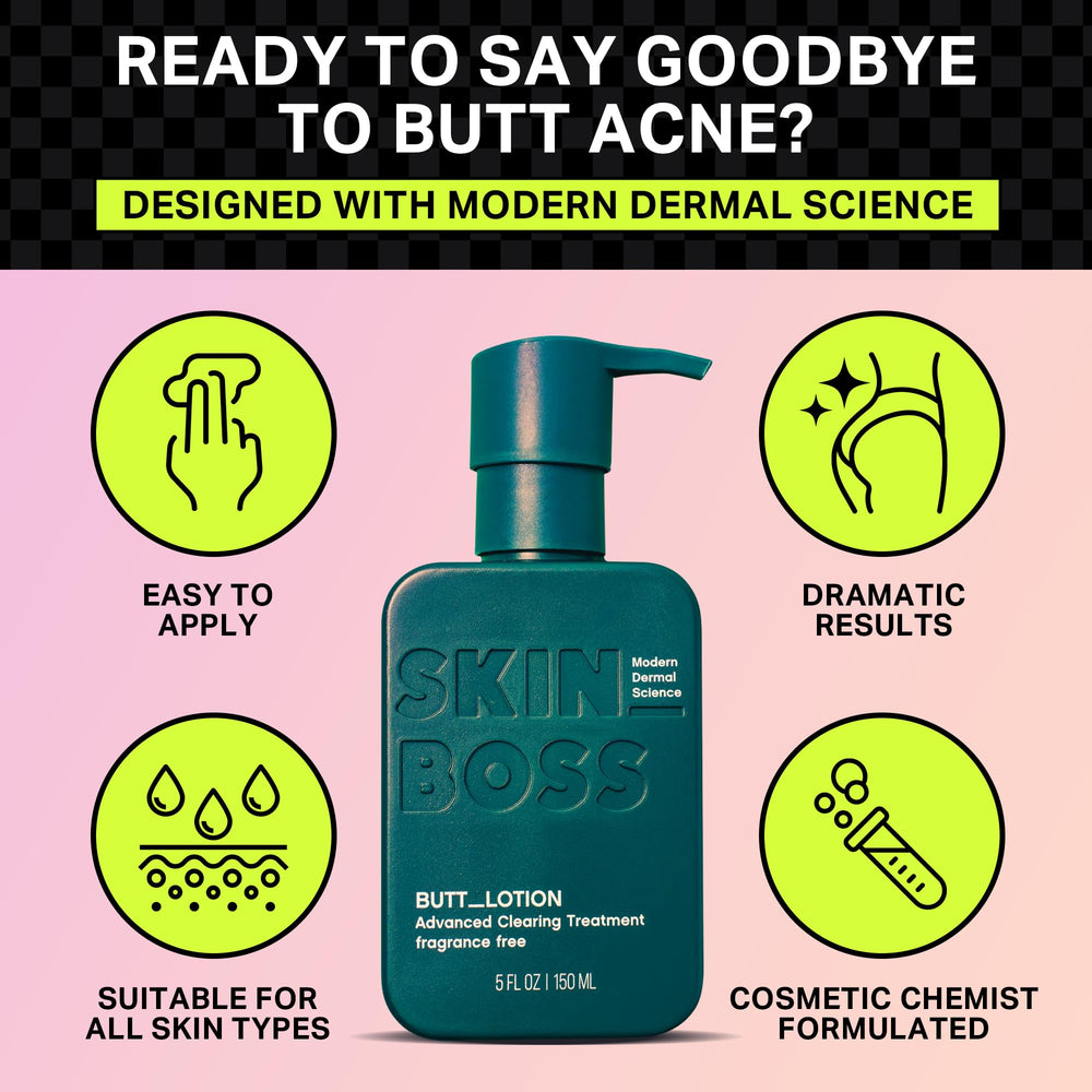 SKINBOSS body lotion on chest area encourages even tone and comfortable skin