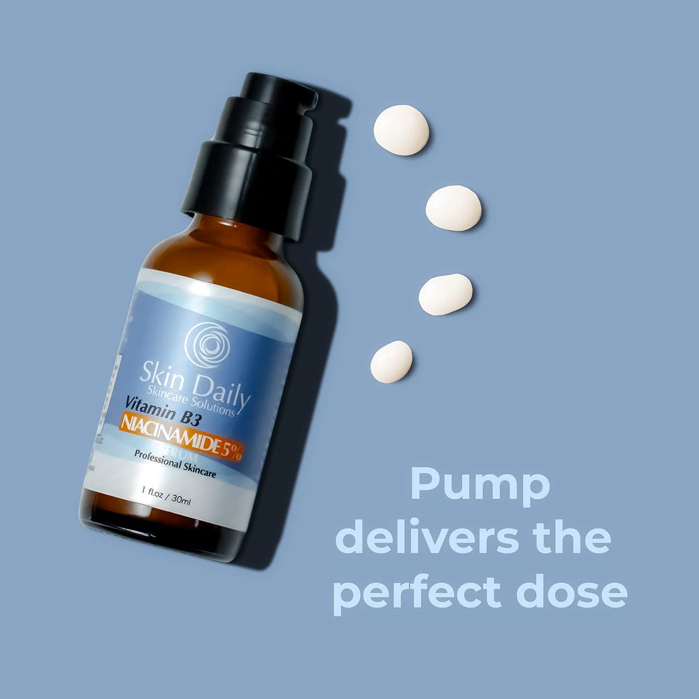 Skin Daily Niacinamide Serum pump dispense enables precise, mess-free application.