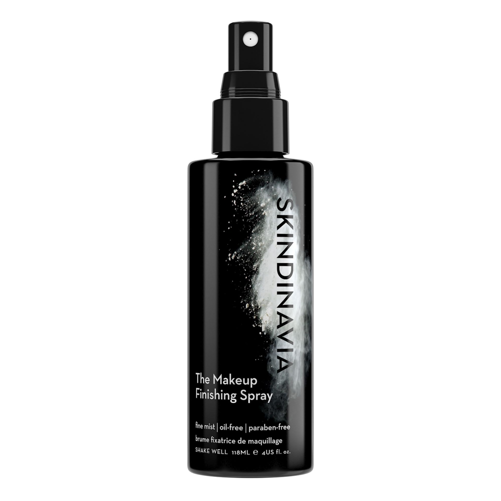 Skindinavia makeup finishing spray bottle with all-day wear protection.