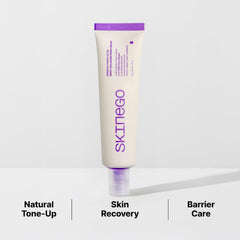 Applying SKINEGO cream on palm shows lightweight, non-sticky feel for daytime use