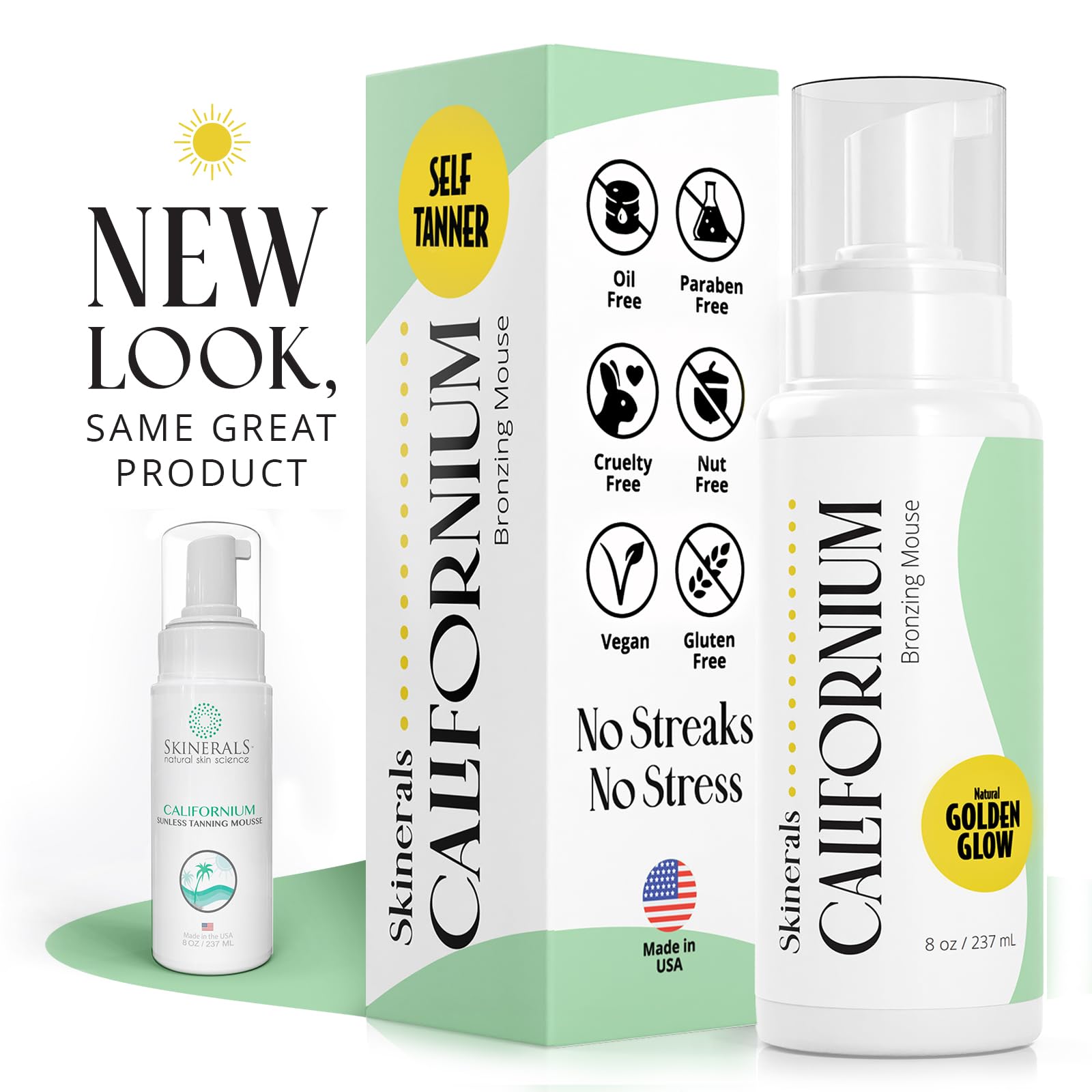 Skinerals Californium self-tanner foam glows naturally with quick-dry finish.