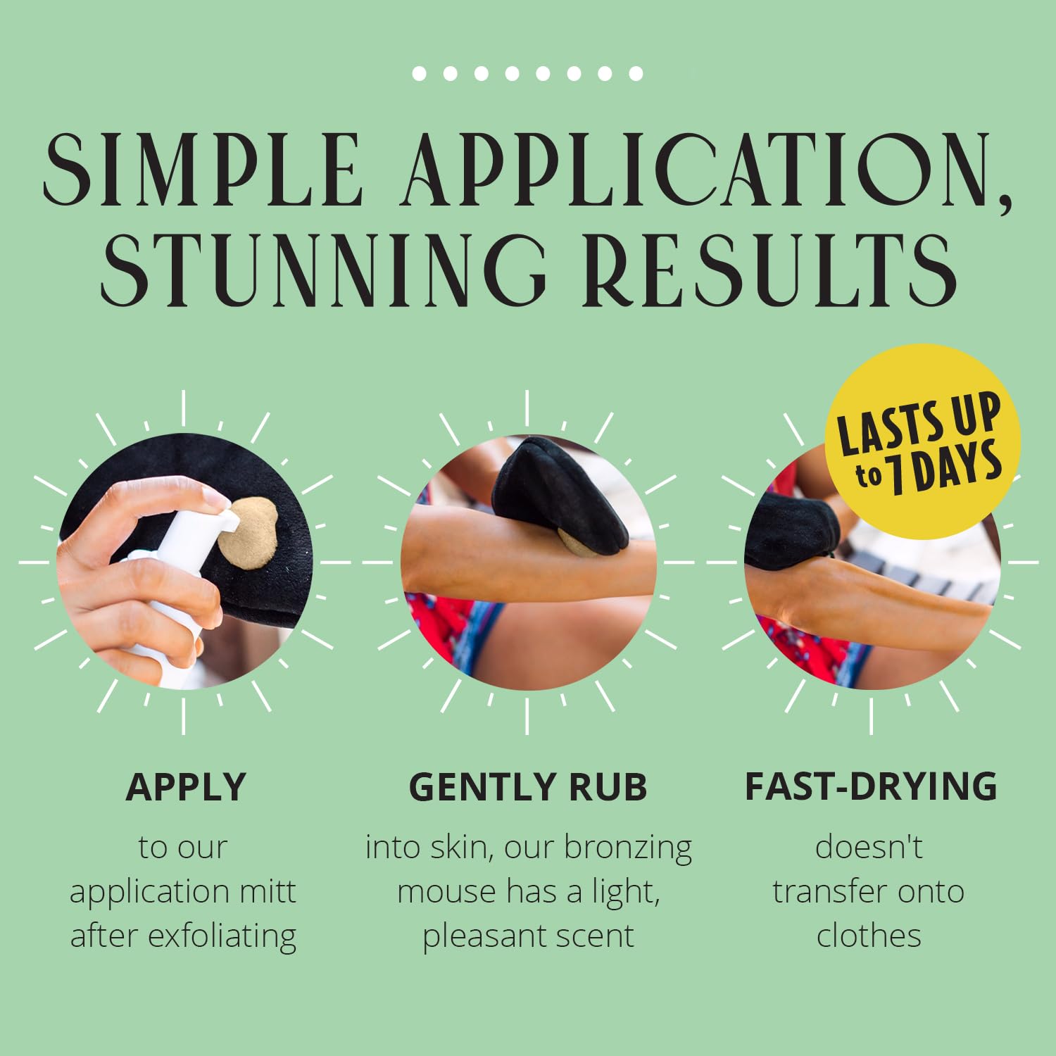 Skinerals self-tanner mousse provides long-lasting color up to 7 days.