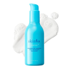 Skinfix Foaming Oil Cleanser bottle on shelf for gentle, fragrance-free cleansing.